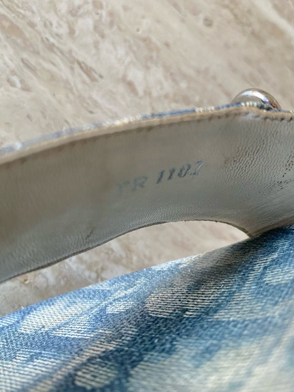 Vintage Dior Trotter Denim Key Lock Sandal Mule Heels - Picture 10 of 10